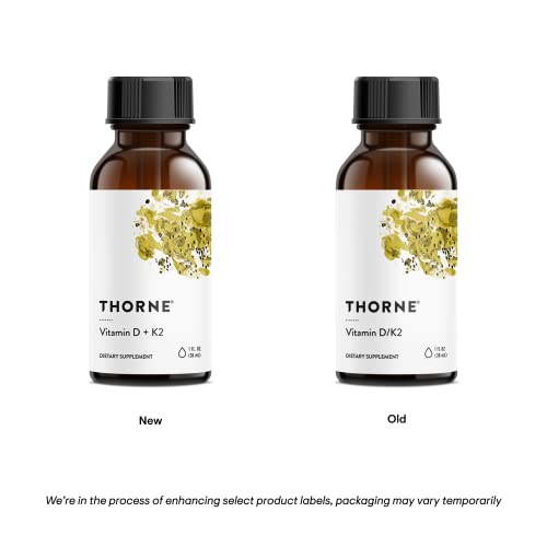 THORNE Vitamin D + K2 Liquid with a metered Dispenser - Vitamins D3 and K2 to Support THORNE