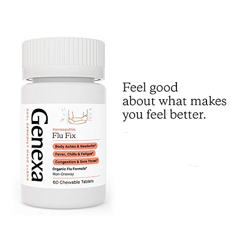 Genexa Flu Fix - 60 Tablets - Multi-Symptom Flu Remedy - Organic, Gluten Free & Non-GMO - Homeopathic Genexa