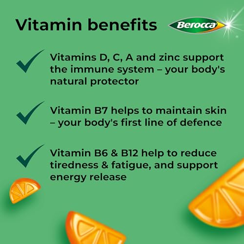 Berocca Immuno Gummy Vitamins, Orange Flavour, Bursting with Immune System Berocca