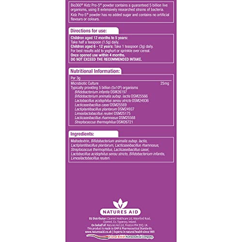 Natures Aid Bio360 Kidz Pro-5 (5 Billion Bacteria) from Natures Aid, Children's Microbiotic natures aid