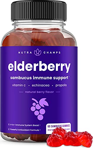 NutraChamps Elderberry Gummies with Vitamin C, Propolis & Echinacea
