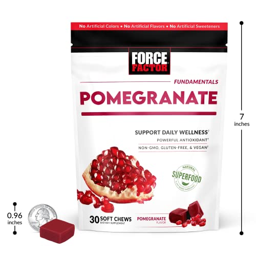 Force Factor Pomegranate Soft Chews for Healthy Aging, Heart Health, Bone Health Force Factor