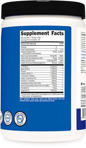 Nutricost Stim-Free Pre-Workout, 30 Servings (Blue Raspberry) - Caffeine Free, Stimulant Nutricost