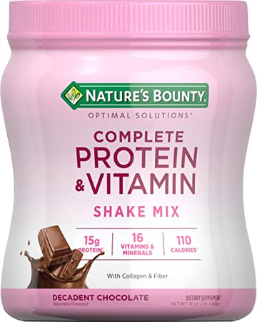 Nature's Bounty Complete Protein & Vitamin Shake Mix with Collagen & Fiber, Contains Vitamin C