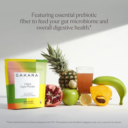 SAKARA Fiber Super Powder - Pineapple Flavor Prebiotic Fiber Powder, High Fiber SAKARA