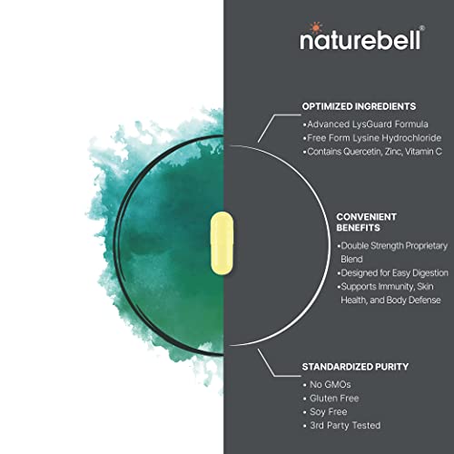 NatureBell L-Lysine 1000mg + Quercetin 250mg Supplement, 240 Capsules, Free Form NatureBell