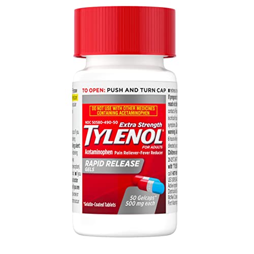 Tylenol Extra Strength Acetaminophen Rapid Release Gels for Pain & Fever, 50 Count Tylenol