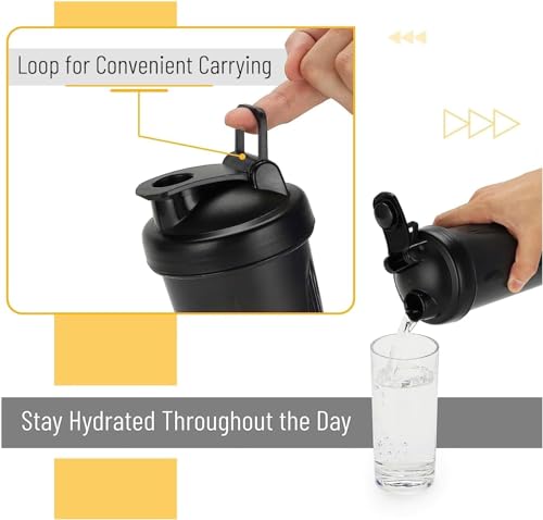 Shaker Bottle 12oz Protein Shaker Plastic Bottle for Pre & Post workout with Twist and Lock Generic