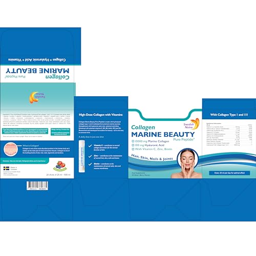 Swedish Nutra Marine Beauty Collagen | High Strength Type 1 & 3 Collagen to Rejuvenate Hair, Skin & Nails Swedish Nutra