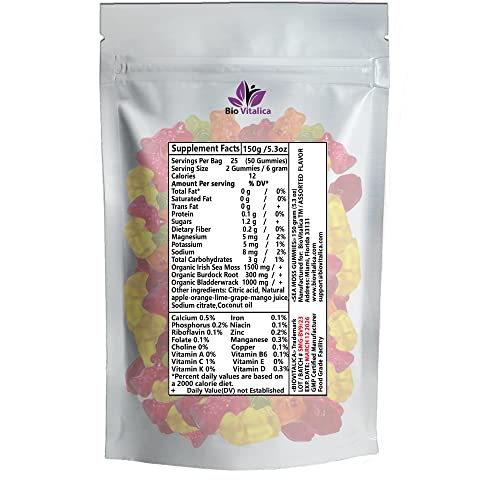 Sea Moss Gummies - Irish sea Moss raw Organic, Bladderwrack, Burdock Root BIO VITALICA