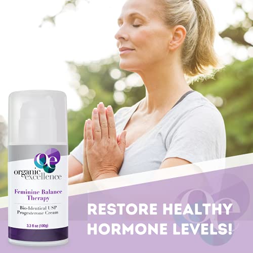 Organic Excellence Feminine Balance Therapy - USP Bio-Identical Progesterone Cream - 3 oz