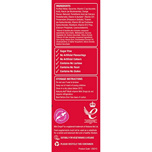 Natures Aid Mini Drops Multi-vitamin for Infants and Children, Sugar Free, 50 ml Natures Aid