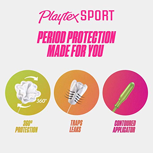 Playtex Sport Tampons, Regular Absorbency, Fragrance-Free - 48ct (Packaging May Vary) PLAYTEX
