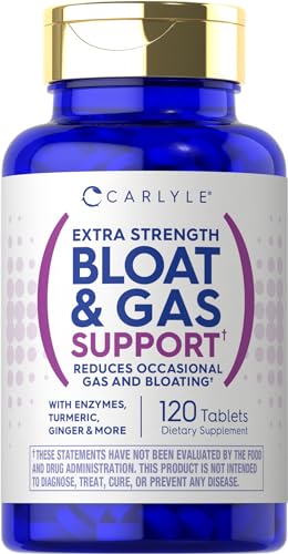 Carlyle Bloat & Gas Support for Men & Women | 120 Tablets | Extra Strength Pills | Supplement