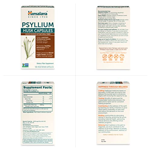 Himalaya Psyllium Husk Capsules, Natural Daily Fiber Supplement, Regularity, Constipation Himalaya