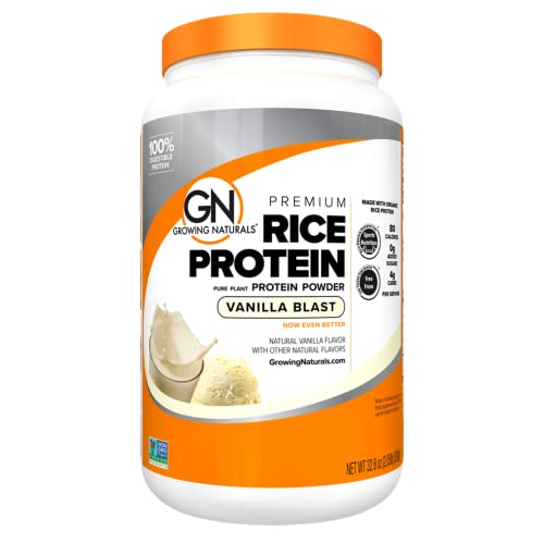 Growing Naturals | Vanilla Rice Powder 15g Plant Protein | 2.8G BCAA, Low-Carb