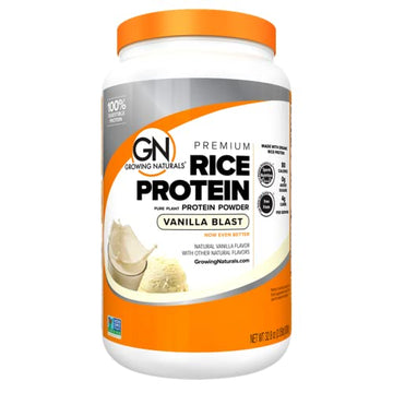 Growing Naturals | Vanilla Rice Powder 15g Plant Protein | 2.8G BCAA, Low-Carb