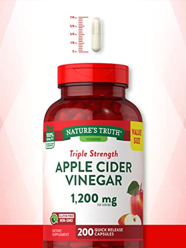 Nature's Truth Apple Cider Vinegar Capsules | 1200mg | 200 Pills | Extra Strength | Value Size Nature's Truth