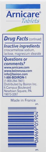 Boiron Arnicare Tablets for Pain Relief from Muscle Pain, Joint Soreness, Swelling from Injury or Bruises Boiron