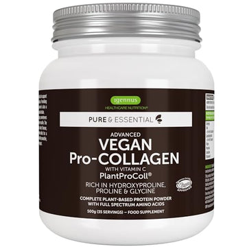 Vegan Collagen Powder, Plant-Based Peptide Protein Supplement with Glycine, 21 Amino Acids & Vitamin C, Complete Collagen