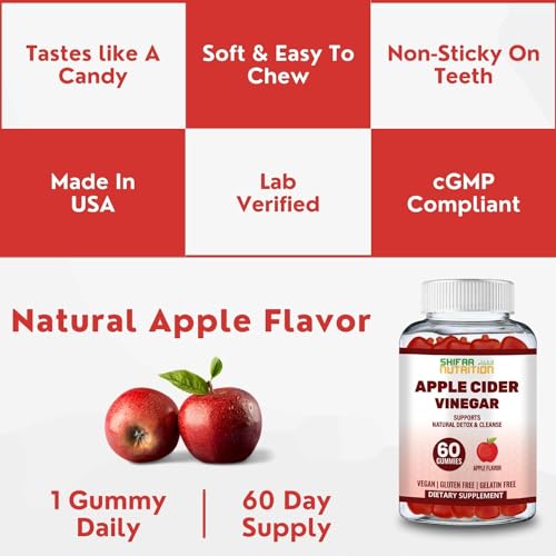 SHIFAA NUTRITION Halal Apple Cider Vinegar Gummies. Cleanse & Detox ACV Gummies SHIFAA NUTRITION