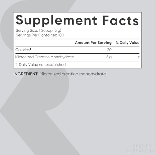 Sports Research Creatine Monohydrate - Gain Lean Muscle, Improve Performance Sports Research