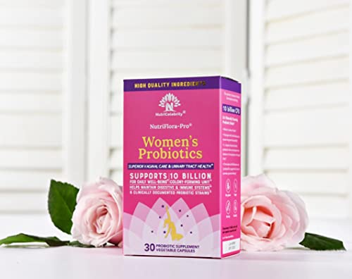 NutriCelebrity NutriFlora-Pro Probiotics for Women - Support Vaginal, Urinary Health (UTI) Nutricelebrity