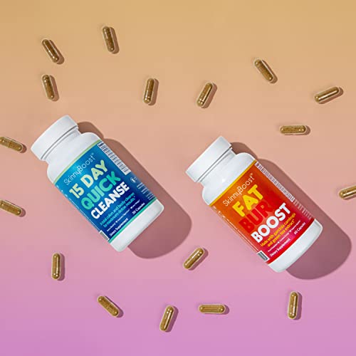 SkinnyBoost Fat Burn & 15 Day Quick Cleanse KIT-Vegan Capsules, Easy to Use: Detox SkinnyBoost