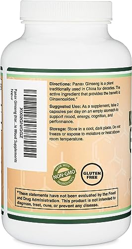 Ginseng Capsules (Korean Red Ginseng Extract, Panax Ginseng 10% Ginsenosides) Double Wood Supplements