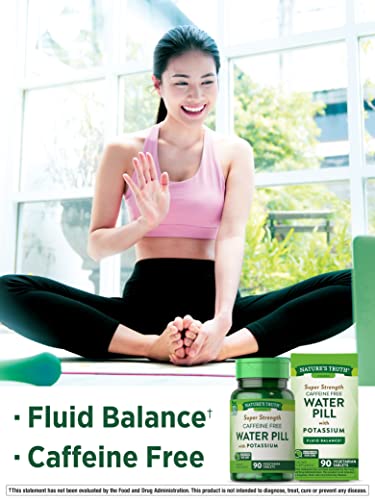 Nature's Truth Super Strength Water Pill with Potassium | 90 Count | Caffeine Free | Vegetarian Nature's Truth