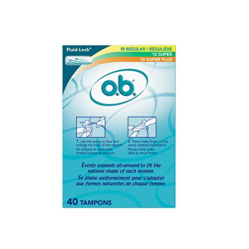o.b. Tampons Multipack | Non-Applicator Tampon, Unscented | Regular/Super/Super Plus Tampons, 40ct o.b.