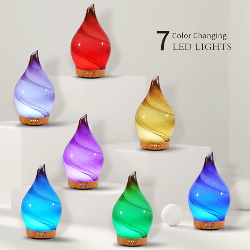 Porseme 100ml Glass Essential Oil Diffuser Aromatherapy Ultrasonic Cool Mist Humidifier 4 Running Hours Porseme