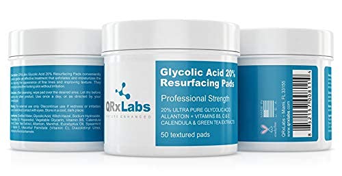 QRxLabs Glycolic Acid 20% Resurfacing Pads for Face & Body with Vitamins B5 QRxLabs