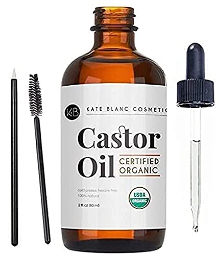 Kate Blanc Cosmetics Castor Oil (2oz), USDA Certified Organic, 100% Pure, Cold Pressed