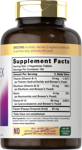 Carlyle B Complex Vitamin with B12 | 300 Tablets | High Potency Formula | Vegetarian Carlyle