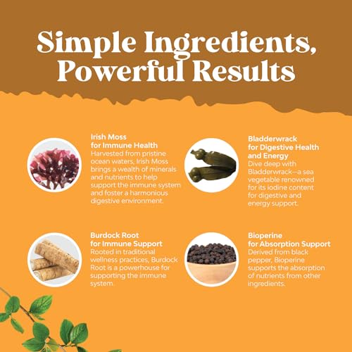 Organic Irish SeaMoss Capsules - Sea Moss and Bladderwrack Capsules with Burdock Natures Craft