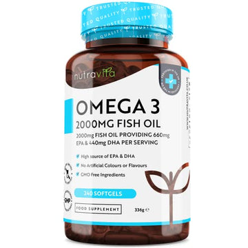 Omega 3 2000mg with 660mg EPA & 440mg DHA per Serving - 240 Softgel Capsules 