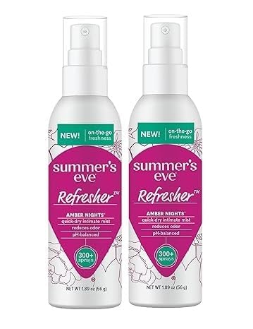 Summer's Eve Refresher Mist, Feminine Spray Reduces Odor, Amber Nights, Body Spray for Women
