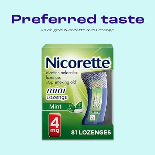 Nicorette 4 mg Mini Nicotine Lozenges to Quit Smoking - Mint Flavored Stop Nicorette