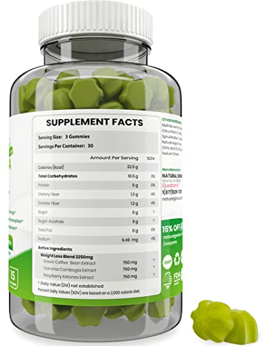 Fat Burning Gummies Pure Extract Garcinia Cambogia, Green Coffee, Raspberry Ketones NATURALGENIUS