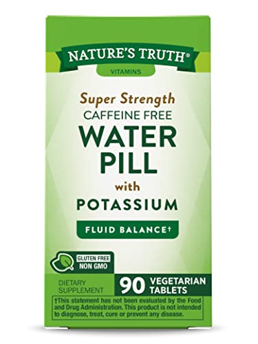 Nature's Truth Super Strength Water Pill with Potassium | 90 Count | Caffeine Free | Vegetarian