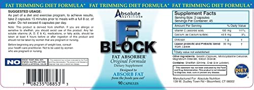 Absolute Nutrition FBlock Xtra Fat Absorber, Diet Formula, 90 Capsules