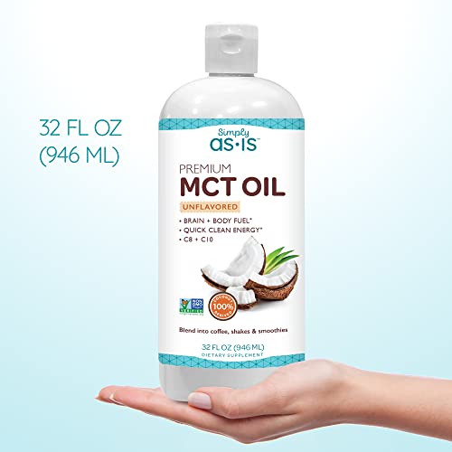 AS-IS Simply Premium MCT Oil C8 & C10 | Unflavored | 100% from Non-GMO Coconuts 