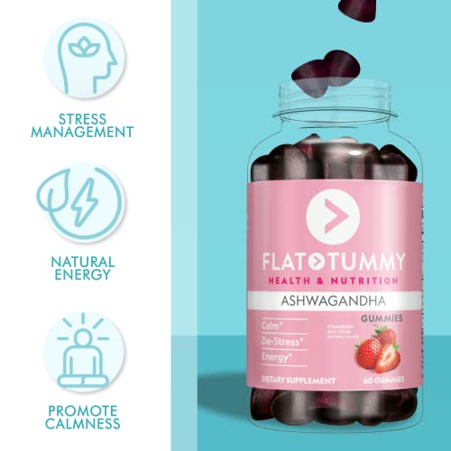 Flat Tummy Tea Ashwagandha Gummies (60 Count) feat. Lemon Balm - Destress,Calm Flat Tummy Tea