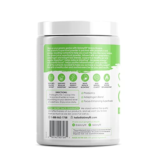 SkinnyFit Mango Splash Skinny Greens, Green Juice Superfood Powder, Natural Energy SkinnyFit
