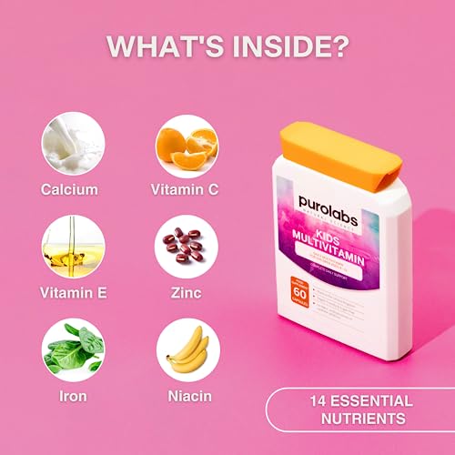 Kids Vitamins - Multivitamin for Kids with Calcium, Zinc, Iron, Vitamin C, B12, D3 and More Purolabs
