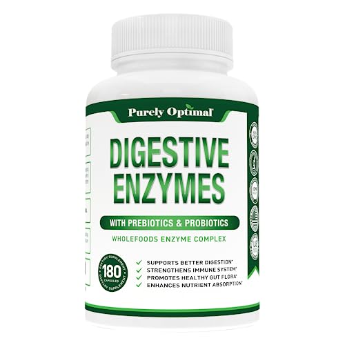 Purely Optimal Premium Digestive Enzymes Plus Prebiotics & Probiotics - for Better Digestio Purely Optimal