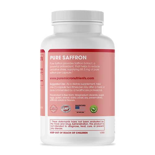Saffron Supplements - 100% Pure Saffron Extract Capsules - Boost Energy & Mood Pure Micronutrients