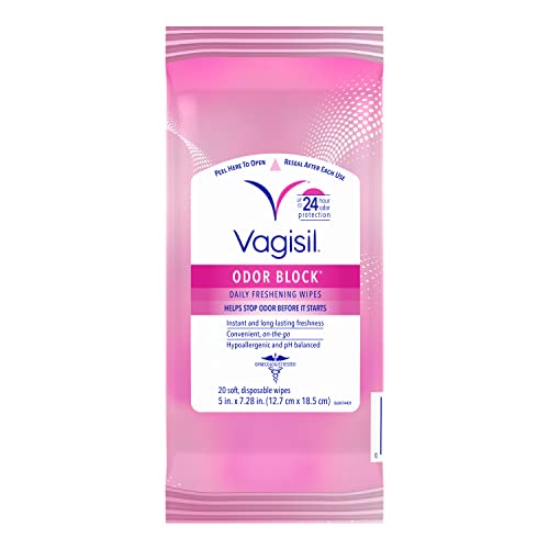 Vagisil Odor Block Daily Freshening Wipes for Feminine Hygiene in Resealable Pouch Vagisil