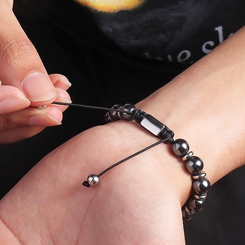 CARITATE Magnetic Hematite Bracelet for Women and Men, Healing Energy Beaded Bracelet CARITATE
